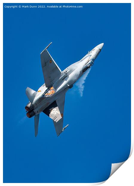 F18 Fighter Jet in flight Print by Mark Dunn