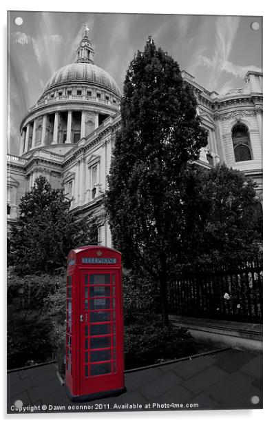 London Telephone Box Acrylic by Dawn O'Connor