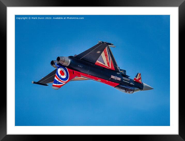 RAF Typhoon Fighter Jet in inverted flight Framed Mounted Print by Mark Dunn