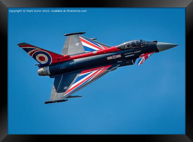RAF Display Typhoon Fight Jet in flight Framed Print by Mark Dunn