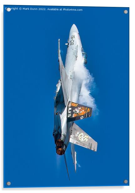 F18 Flight Jet in vertical flight with smoke Acrylic by Mark Dunn