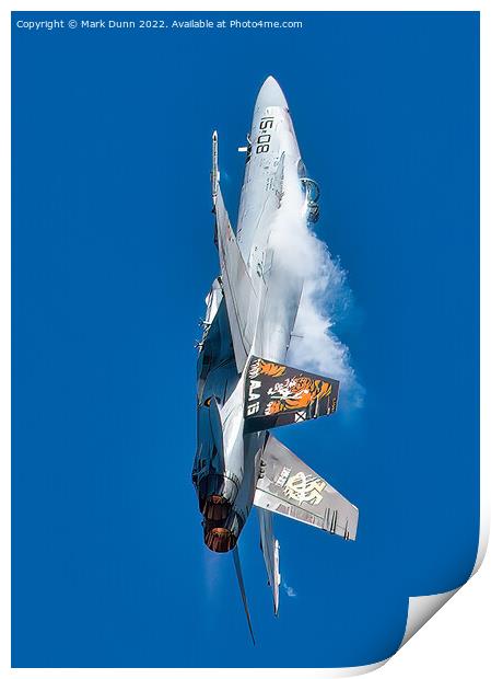 F18 Flight Jet in vertical flight with smoke Print by Mark Dunn