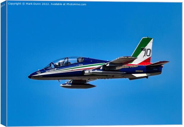 Italian Frecce Tricolori Display Aircraft in flight Canvas Print by Mark Dunn