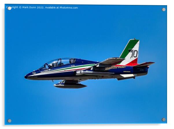 Italian Frecce Tricolori Display Aircraft in flight Acrylic by Mark Dunn