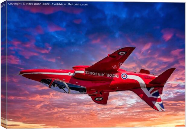 Artistic Image of Red Arrow Jet in Inverted flight Canvas Print by Mark Dunn