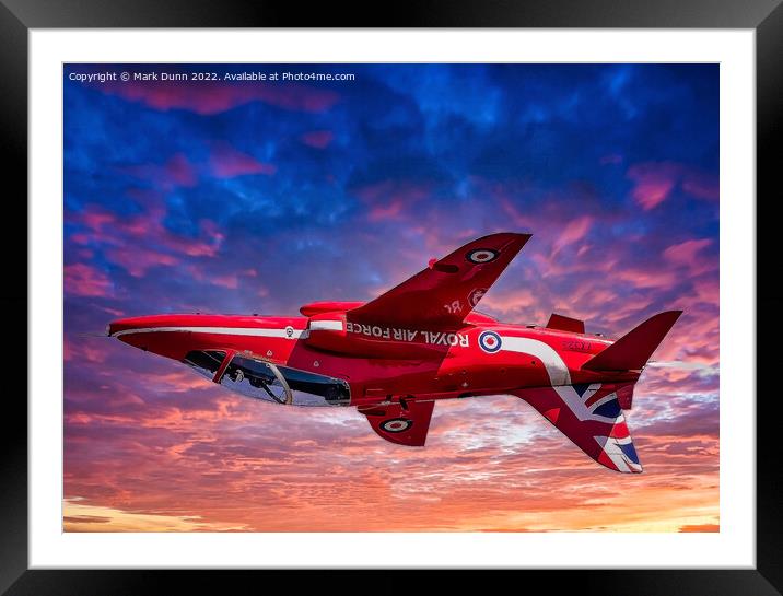 Artistic Image of Red Arrow Jet in Inverted flight Framed Mounted Print by Mark Dunn