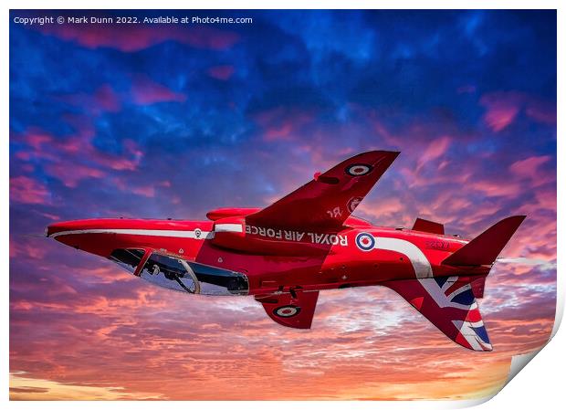 Artistic Image of Red Arrow Jet in Inverted flight Print by Mark Dunn