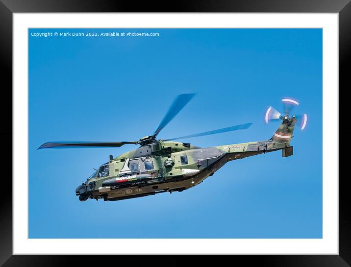 Military Helicopter in level flight Framed Mounted Print by Mark Dunn