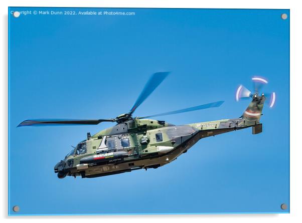Military Helicopter in level flight Acrylic by Mark Dunn