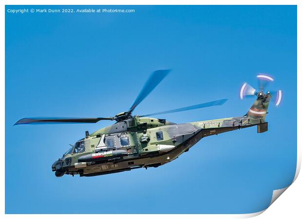 Military Helicopter in level flight Print by Mark Dunn