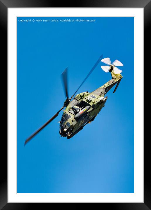 Military Helicopter in flight with nose down Framed Mounted Print by Mark Dunn