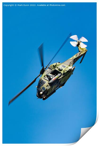 Military Helicopter in flight with nose down Print by Mark Dunn