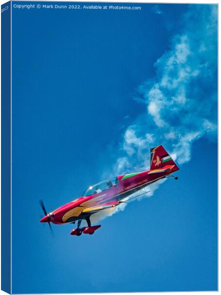 Royal Jordanian Falcons aircraft in dive with smoke Canvas Print by Mark Dunn
