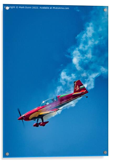 Royal Jordanian Falcons aircraft in dive with smoke Acrylic by Mark Dunn