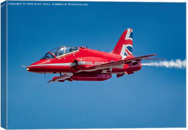 RAF Red Arrow Hawk in level flight Canvas Print by Mark Dunn