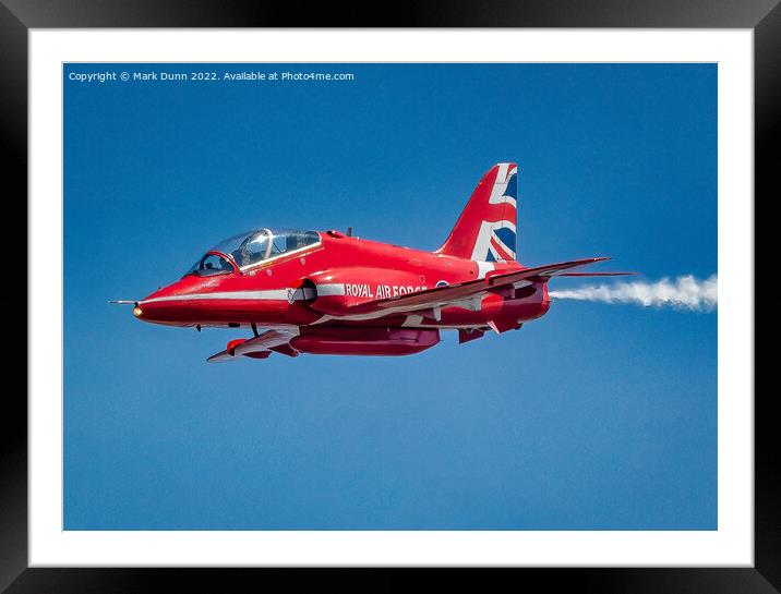 RAF Red Arrow Hawk in level flight Framed Mounted Print by Mark Dunn
