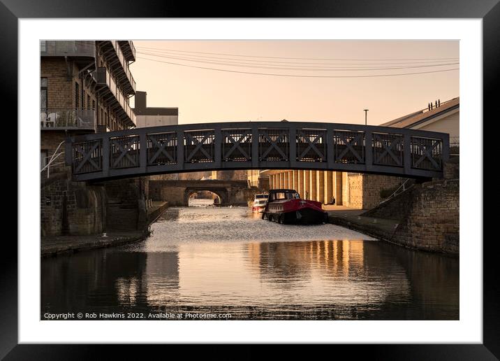 Brighouse Canal bridges Framed Mounted Print by Rob Hawkins