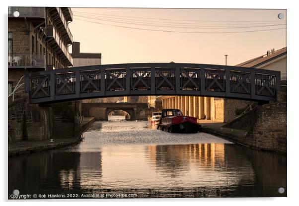 Brighouse Canal bridges Acrylic by Rob Hawkins