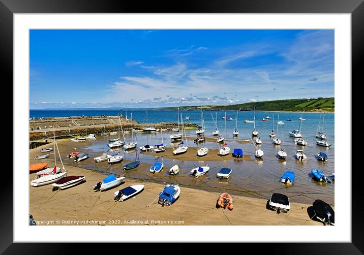 Serene Boats at Low Tide Framed Mounted Print by Rodney Hutchinson