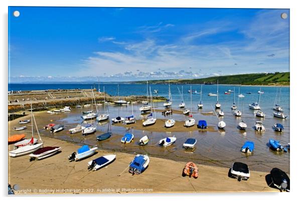 Serene Boats at Low Tide Acrylic by Rodney Hutchinson