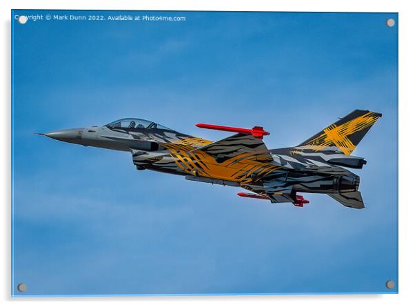 Belgian Military F16 Fighter Jet in Flight Acrylic by Mark Dunn