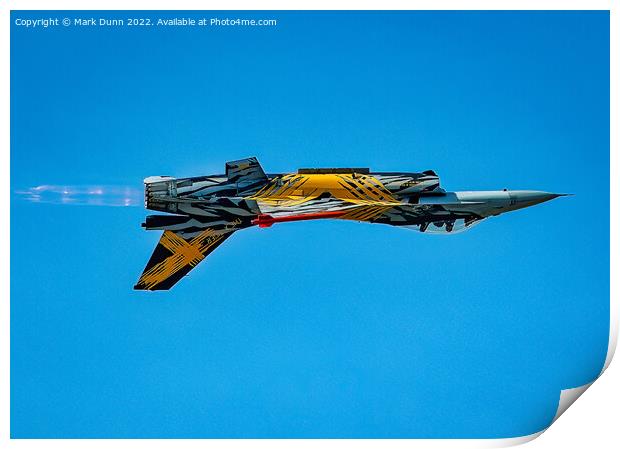 Belgian Military F16 Fighter Jet in Flight Print by Mark Dunn