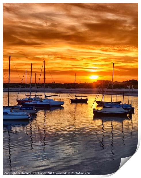 Serene Sunset in Beadnell Print by Rodney Hutchinson