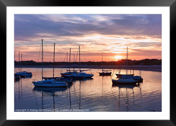 Serene Sunset Yachts Framed Mounted Print by Rodney Hutchinson