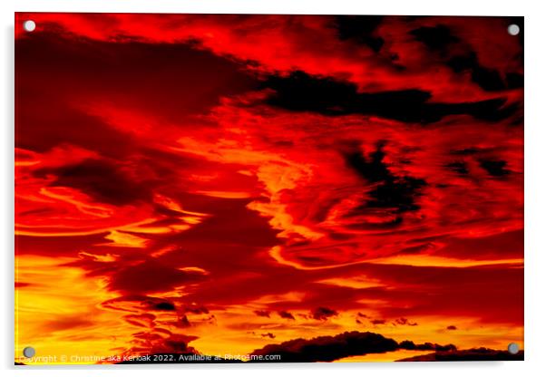Fiery Sunset Acrylic by Christine Kerioak