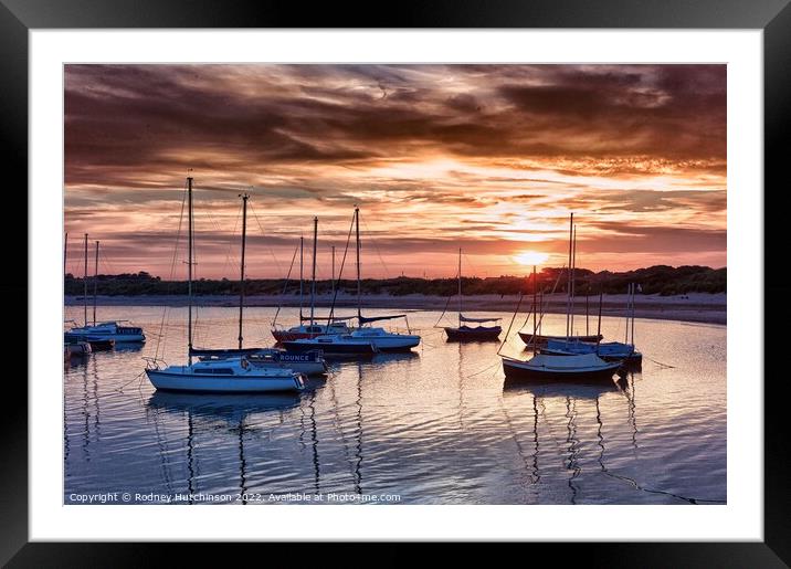 Serene Sunset over Beadnell Bay Framed Mounted Print by Rodney Hutchinson