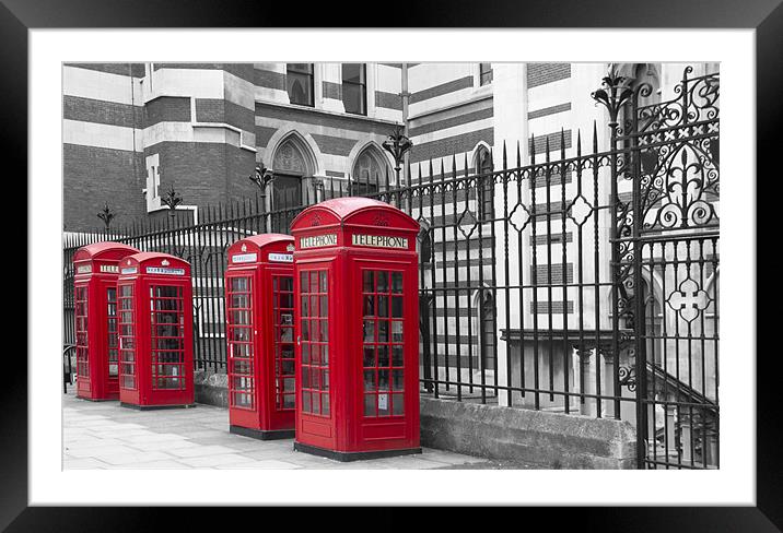 Red Telephone Boxes Framed Mounted Print by David French