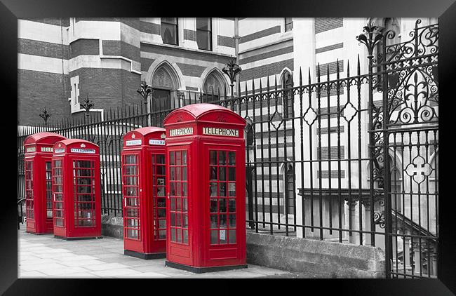 Red Telephone Boxes Framed Print by David French