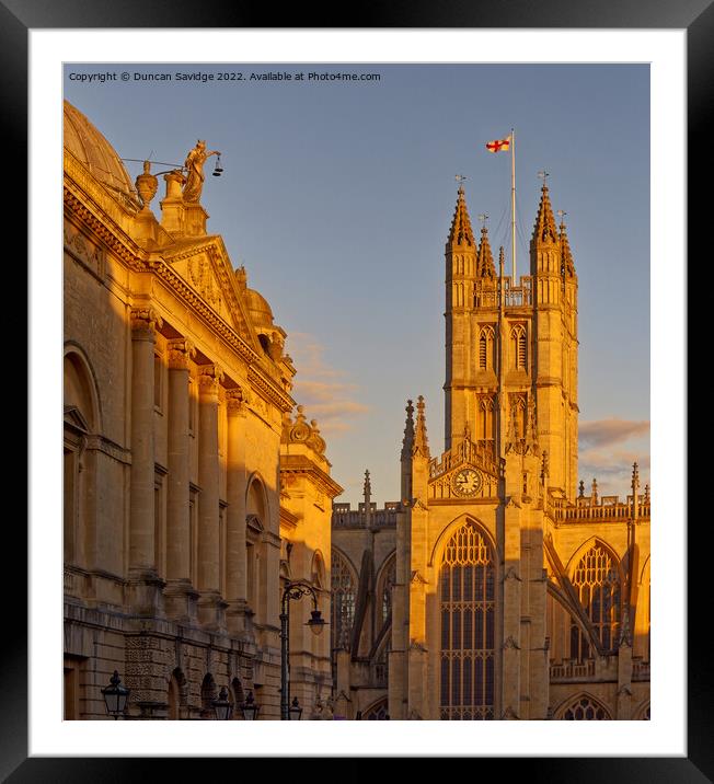 Bath Abbey and Guild Hall Golden Glow Framed Mounted Print by Duncan Savidge