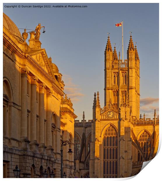 Bath Abbey and Guild Hall Golden Glow Print by Duncan Savidge