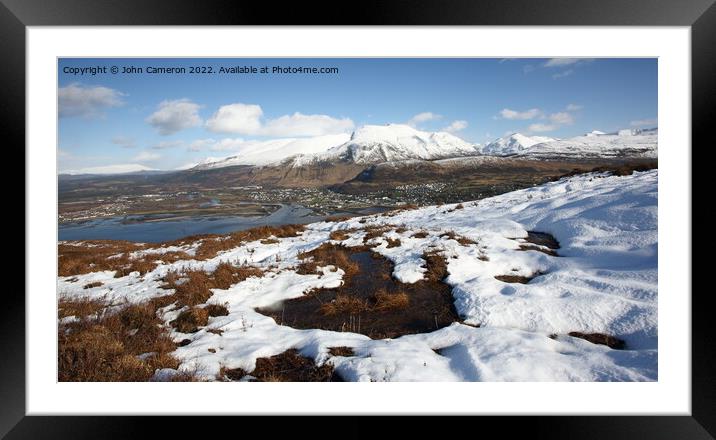 Ben Nevis & Fort William in March. Framed Mounted Print by John Cameron