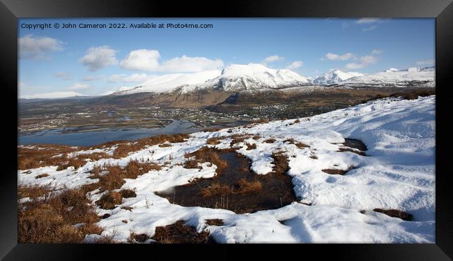 Ben Nevis & Fort William in March. Framed Print by John Cameron