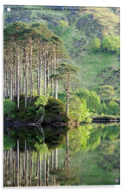 Loch Eilt reflections. Acrylic by John Cameron
