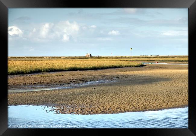 A golden view to Blakeney Watch House, Norfolk Framed Print by Sally Lloyd