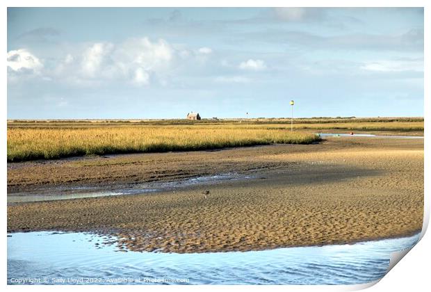 A golden view to Blakeney Watch House, Norfolk Print by Sally Lloyd