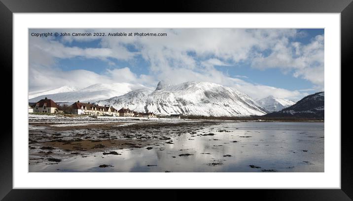 Ben Nevis and the Village of Caol in Winter. Framed Mounted Print by John Cameron