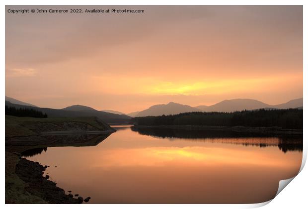 Sunrise at Laggan Dam in the Scottish Highlands. Print by John Cameron