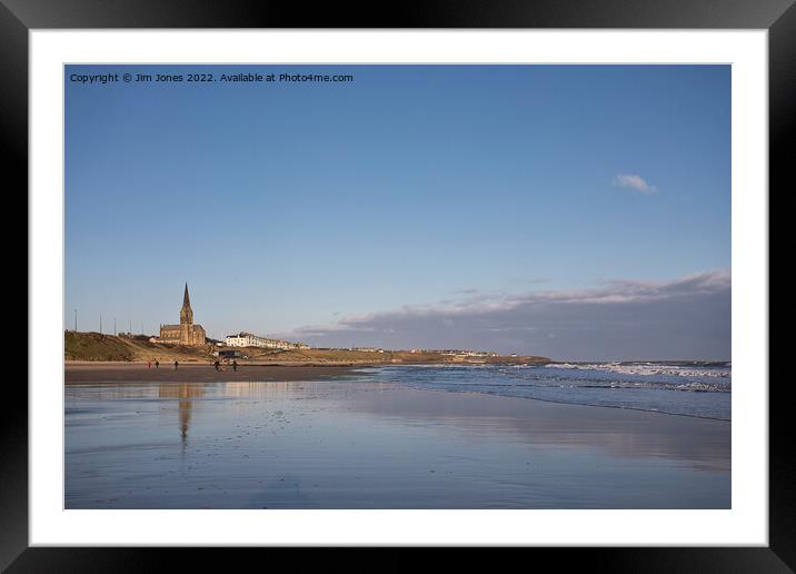 Winter sunshine on Tynemouth Longsands Framed Mounted Print by Jim Jones