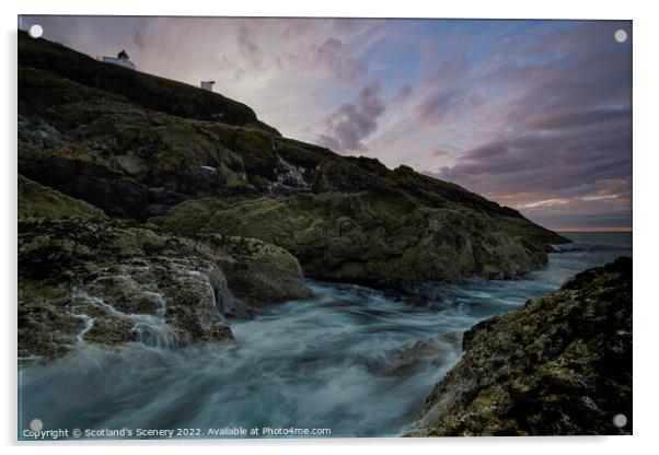 St Abbs lighthouse and coastline Acrylic by Scotland's Scenery