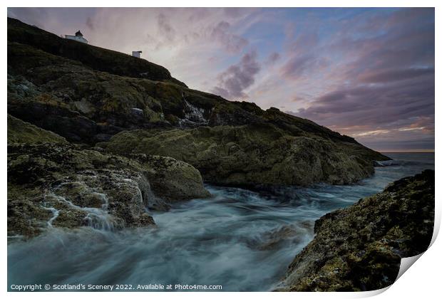 St Abbs lighthouse and coastline Print by Scotland's Scenery
