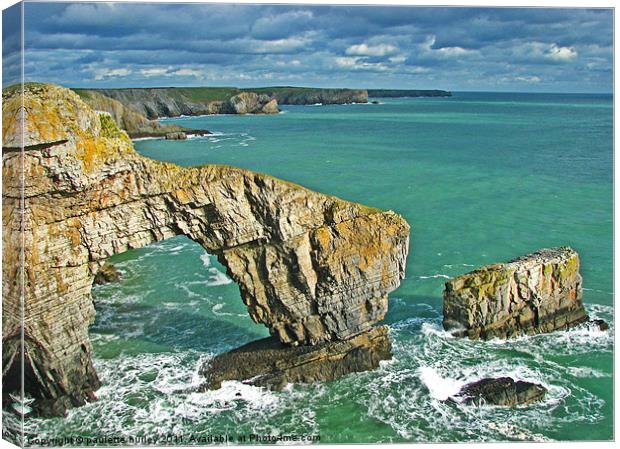 The Green Bridge Of Wales. Canvas Print by paulette hurley