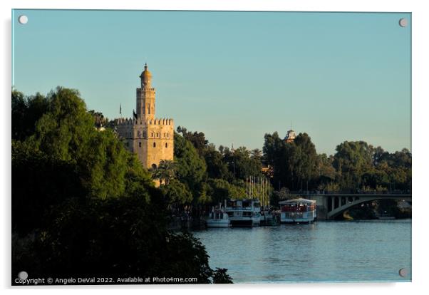 Torre del Oro by the Guadalquivir Acrylic by Angelo DeVal