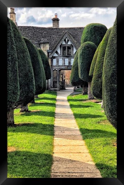 Painswick Village Church and Yew Trees Framed Print by Julie Gresty