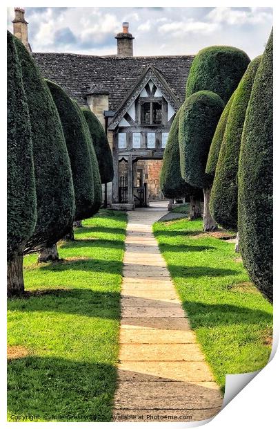 Painswick Village Church and Yew Trees Print by Julie Gresty