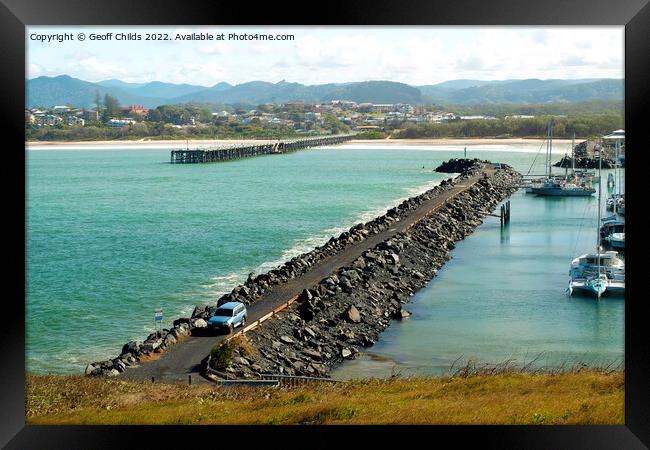 Coffs Harbour inner and outer harbours. Framed Print by Geoff Childs