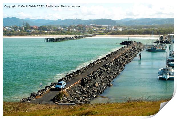 Coffs Harbour inner and outer harbours. Print by Geoff Childs